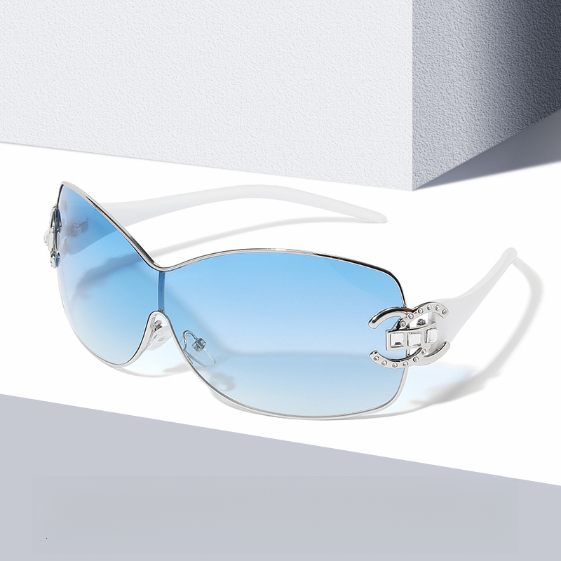 Luxury Designer 2026 New Men Women Y2K Rimless Rhinestone Sunglasses Outdoor Cycling Beach UV Protection Sports Fashion Sunglasses