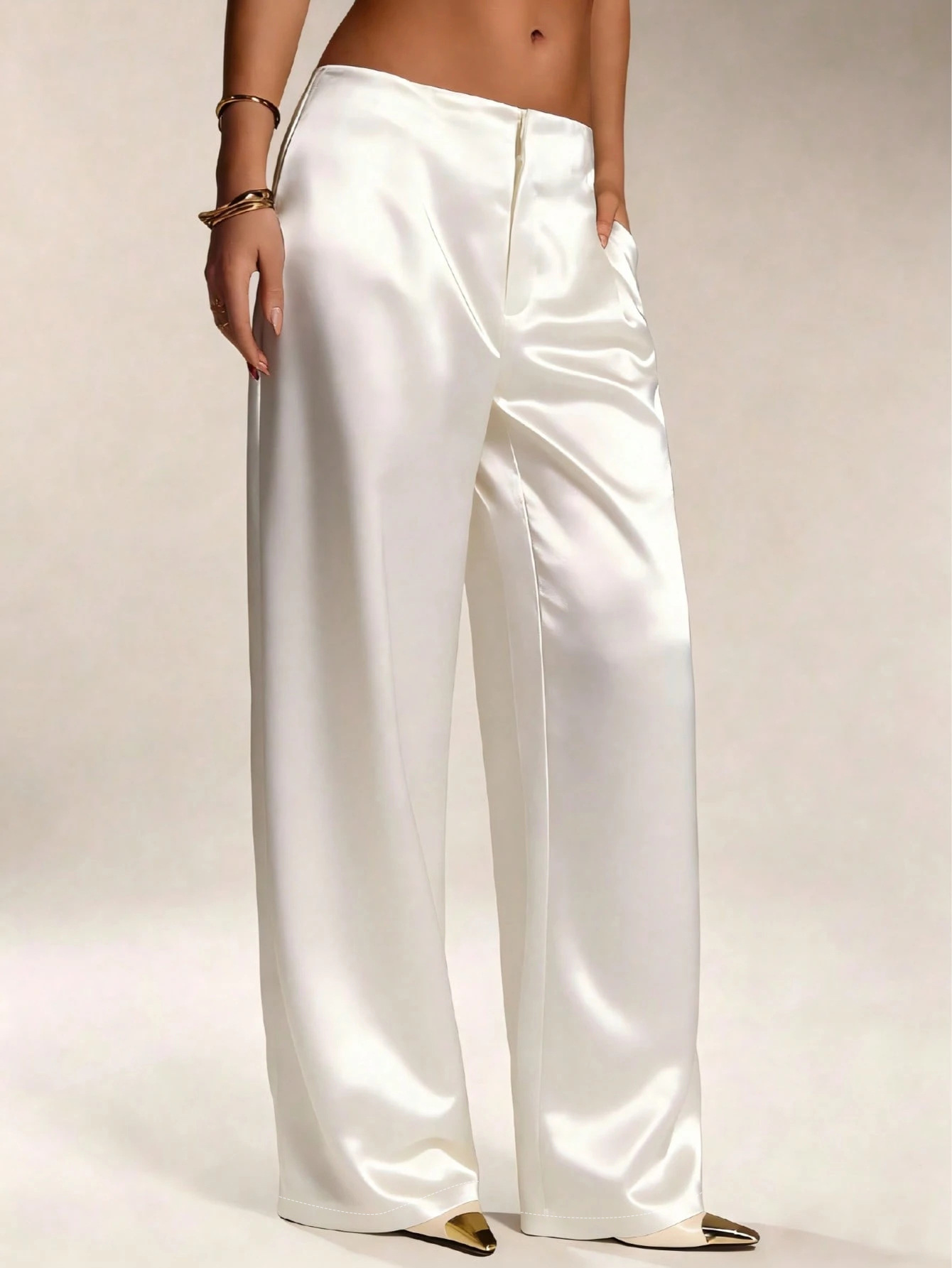 Women' s 2026 Solid Color Satin Wide Leg Pants Su - view 6