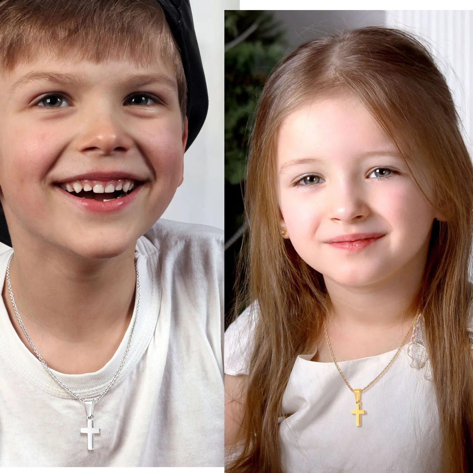 Alloy Cross Pendant Necklace for Youth, Preppy Style Small Cross Necklace with 15.3 in Chain - Model 260413, REACH Certified - view 4