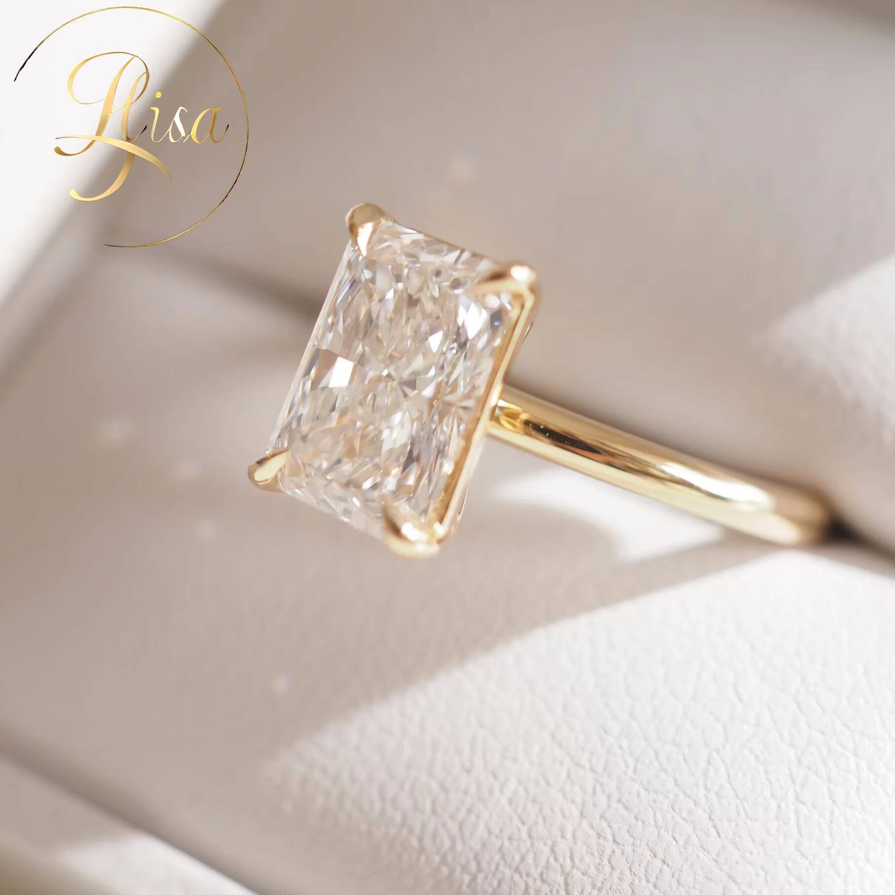 IGI Certified Lab Made Diamond Engagement Ring Custom 10K 14K 18K Gold Radiant Lab Grown Diamond Women Solitaire Ring Jewelry