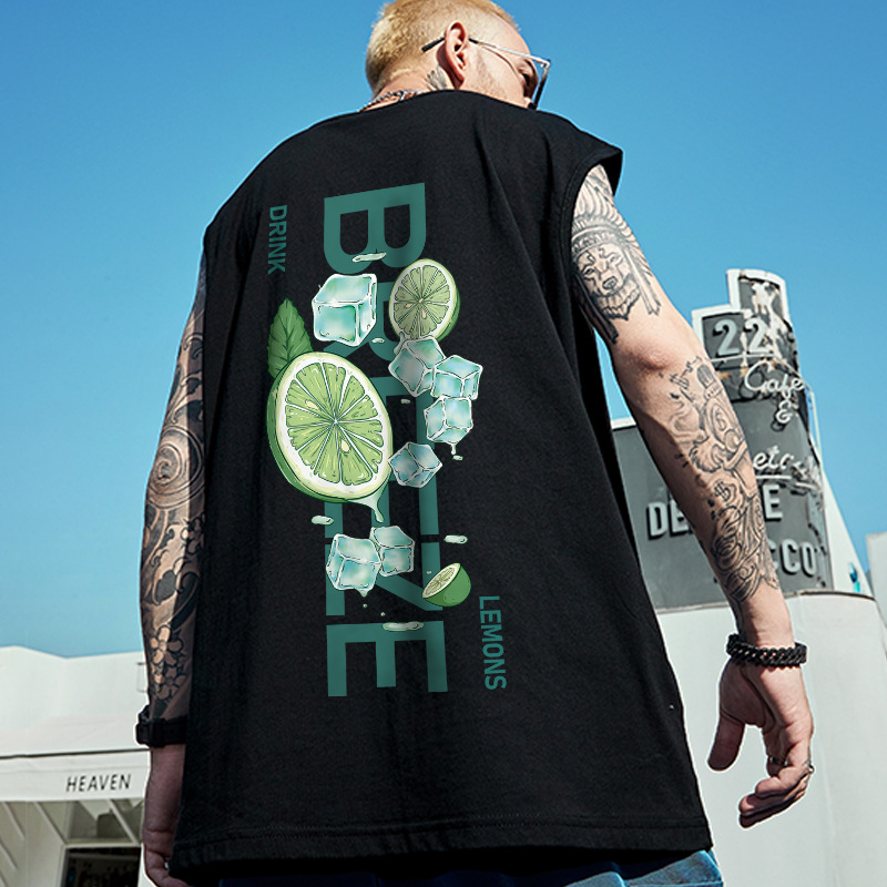 Summer Men's Oversized Printed Tank Tops | INS Trendy Loose Korean Style Plus Size Sleeveless Tees