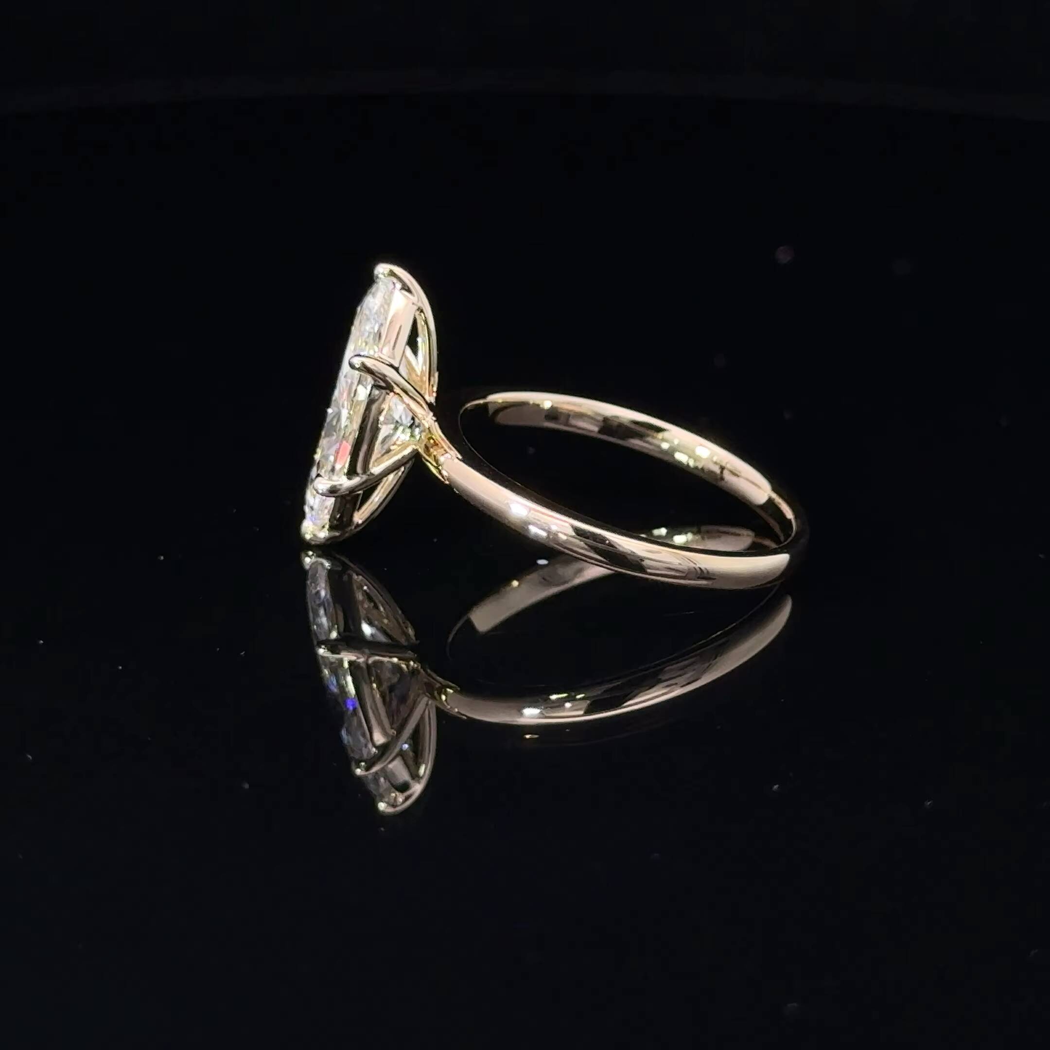 Fine Jewelry 14K 18K Solid Gold IGI Certified Ring Yellow Gold 1CT 2CT 3CT Marquise Cut Laboratory Diamond Ring