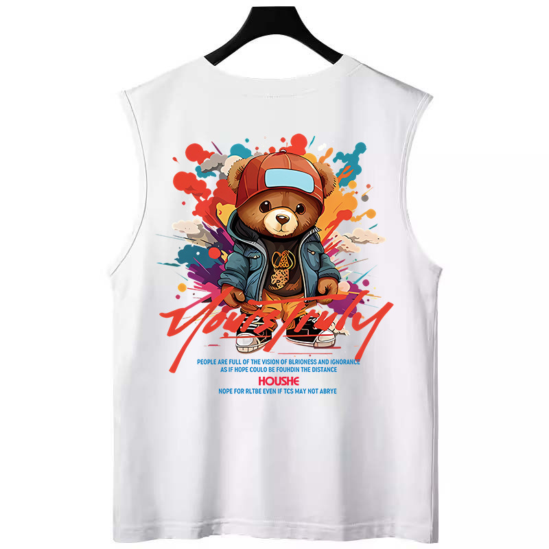 2026 Summer New Men's American Printed Tank Tops | Trendy Athletic Sleeveless Tees Loose Cut