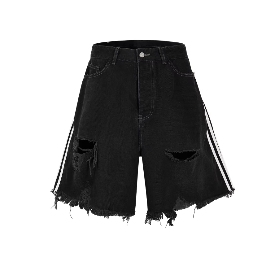 MIJKO Hip Hop High Street Cat Whisker Denim Shorts T-GJ016