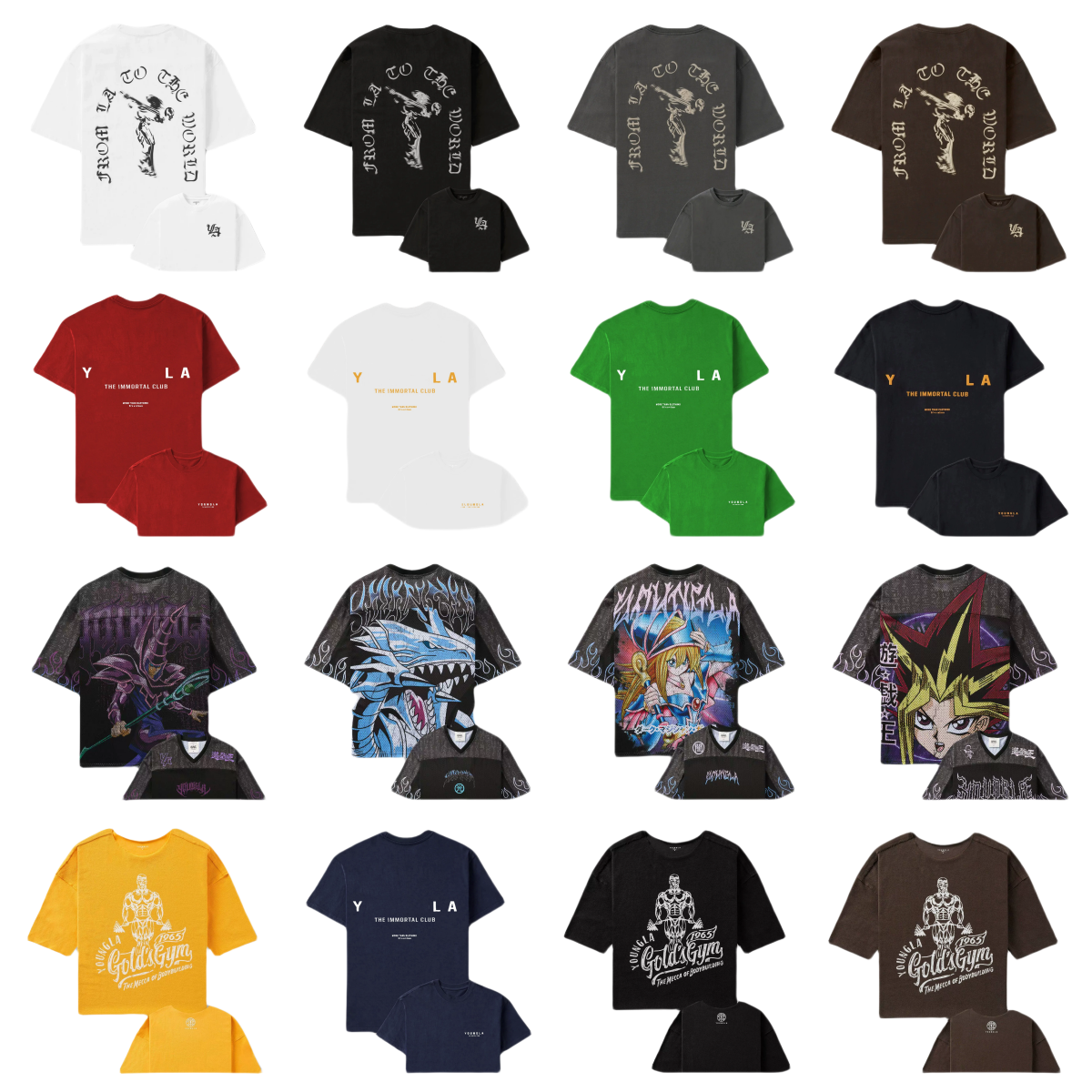 Designer T shirts Young la Skull Printed Men Large T-shirt YLA Cotton Round Neck Loose Short Sleeve Gym Sports Fitness T-shirt Gsm Heavy Fabric Streetwear S-2XL
