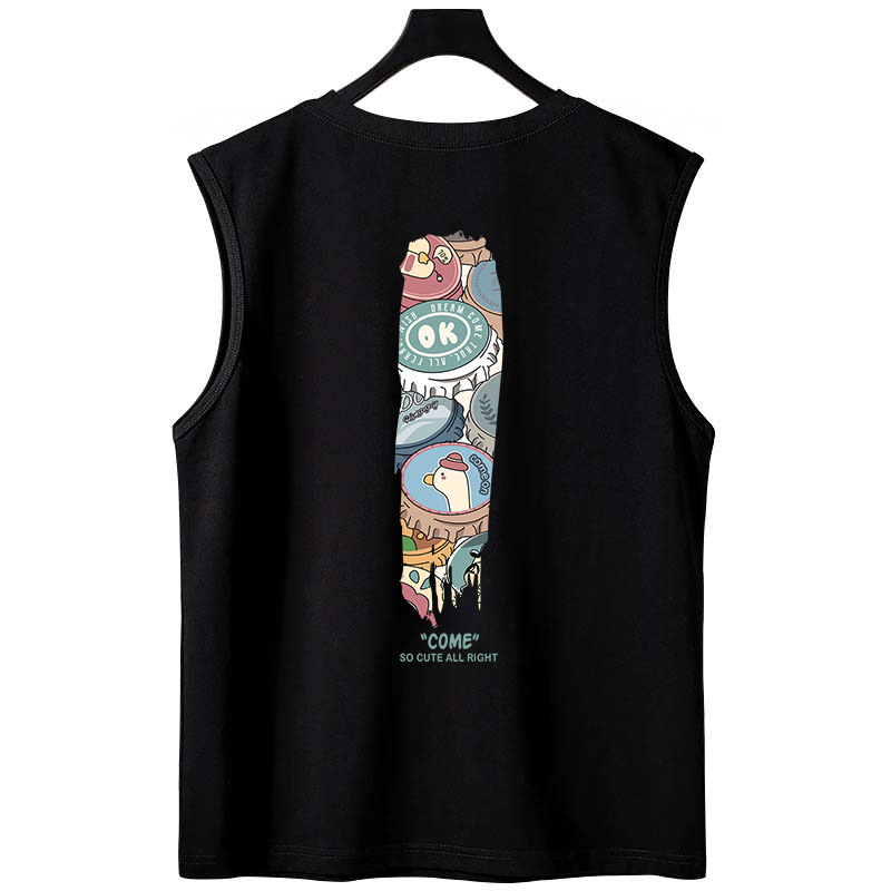 Men's Chinese Style Printed Tank Tops | Oversized Lightweight Basketball Sleeveless Tees for Big & Tall