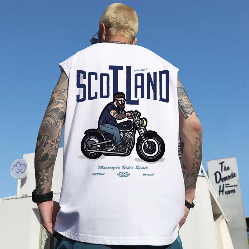 2026 Summer Men's Trendy Edgy Statement Tank Tops | Motorcycle Printed Loose Plus Size Sleeveless Tees