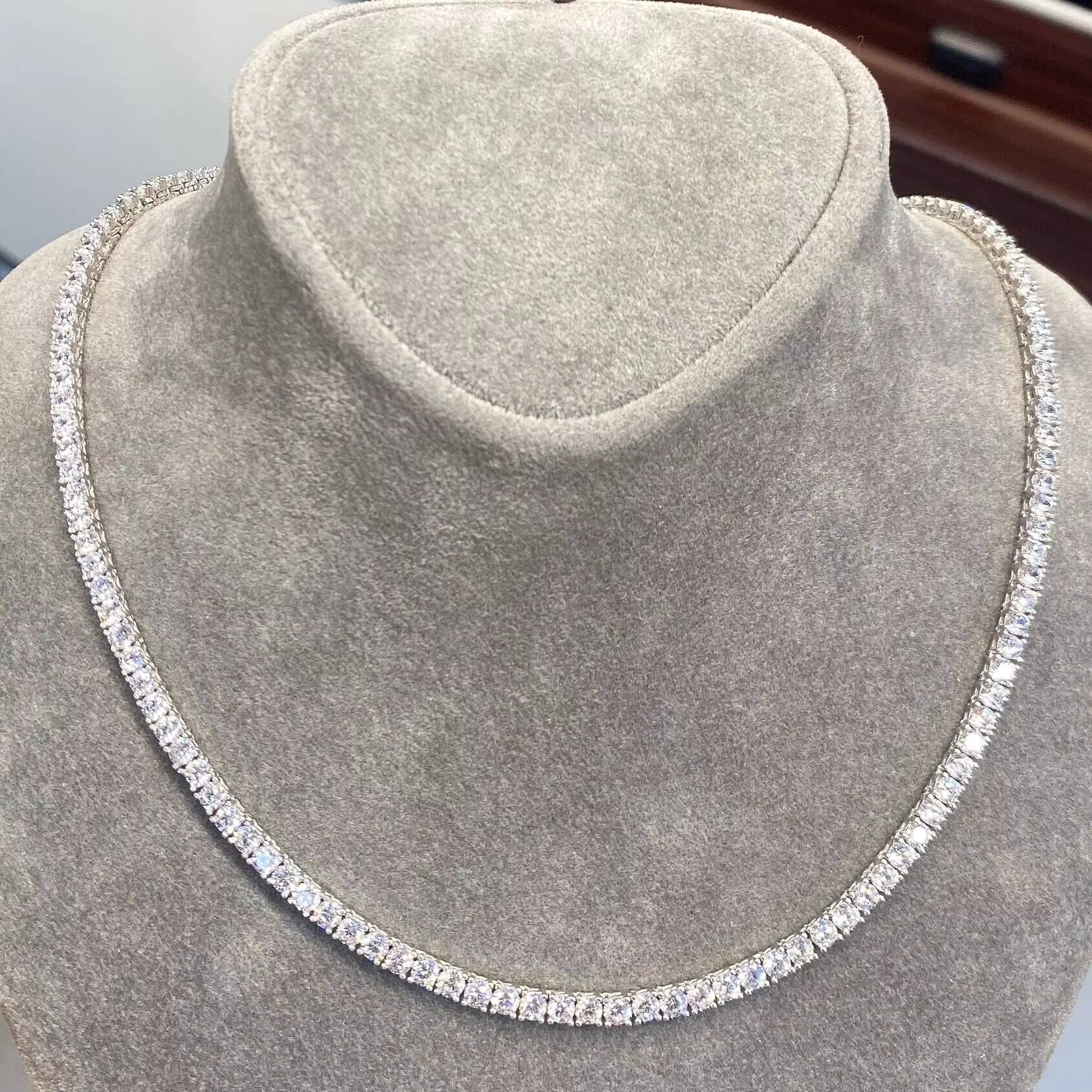 Luxury Iced Out VVS Moissanite Tennis Chain Fine Jewelry Hip Hop Necklace 925 Sterling Silver Moissanite Necklaces For Unisex