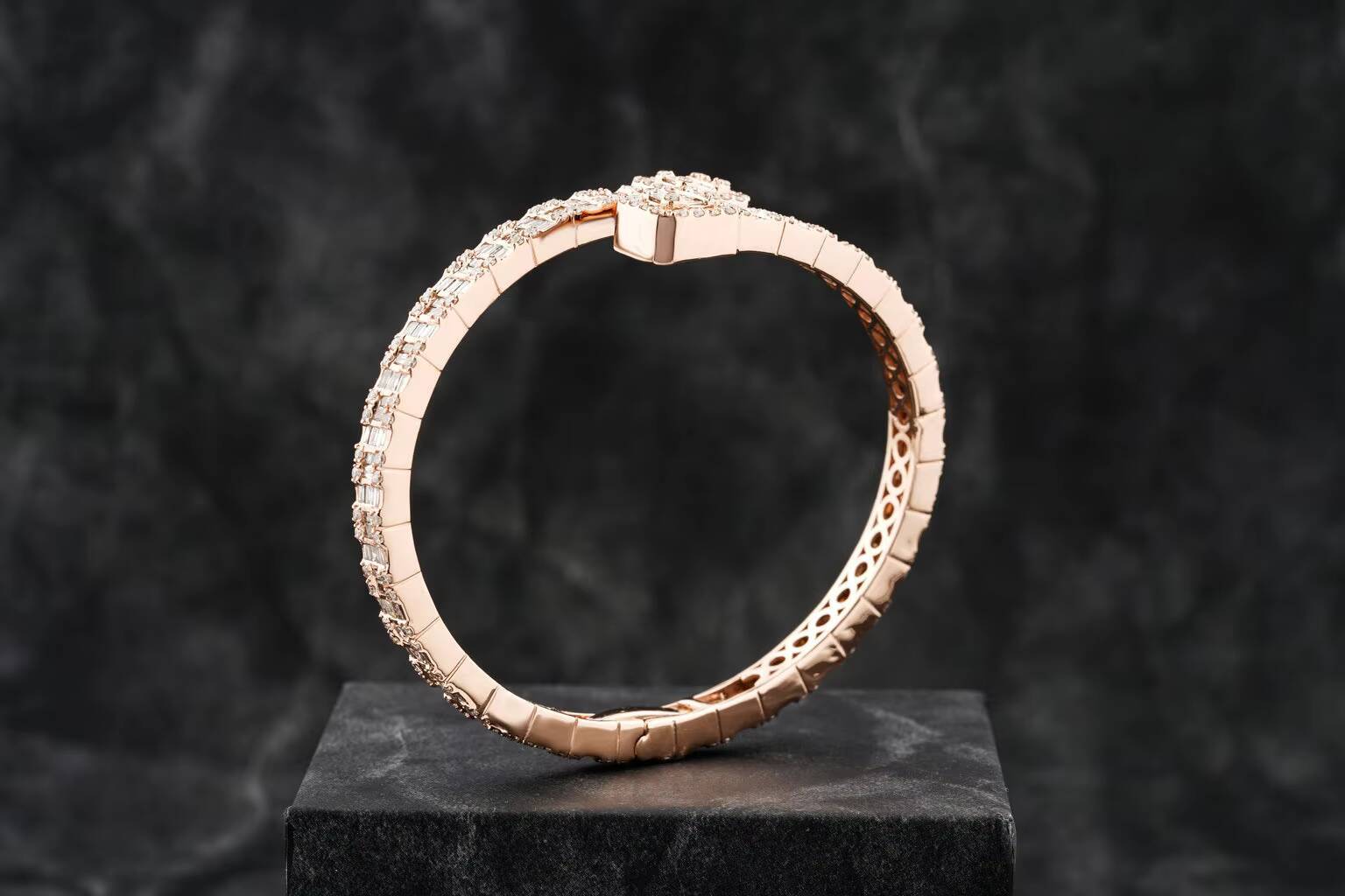 New Design Iced Out Lab Grown Moissanite Cuban Link Chain Bracelet Two Row VVS Diamond 14k Rose Gold for Certified Unisex Gift