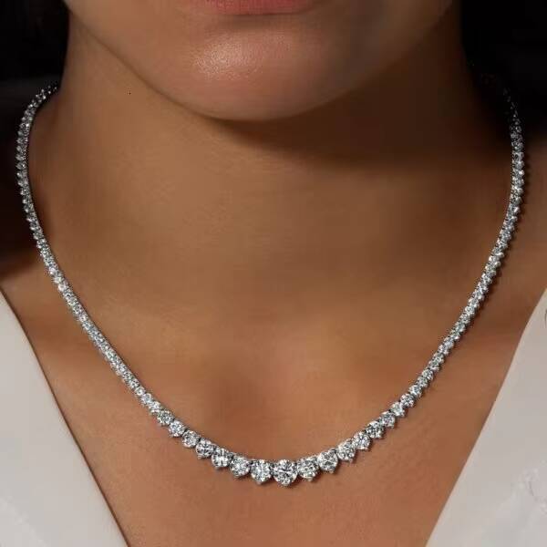 Luxury Lab Grown Brilliant Cut Diamond Tennis Necklace 18KT White Gold 1440ct IGI DEF VVS2 Enhanced Elegant Womens TARANG