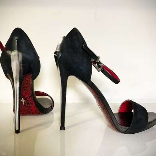 2026 European And American Style Printed Red Sole PU For Women Summer Sexy Elegant Waterproof Platform Super High Heel Sandals