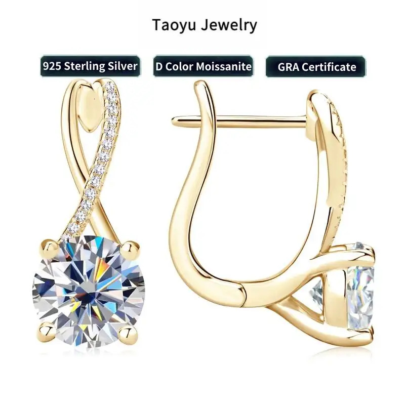 Taoyu D20CT Drop Hie Earrings Silver Women Gold Plated Hoops Infinite Earring Certified Wedding Jewelry260410 - view 3