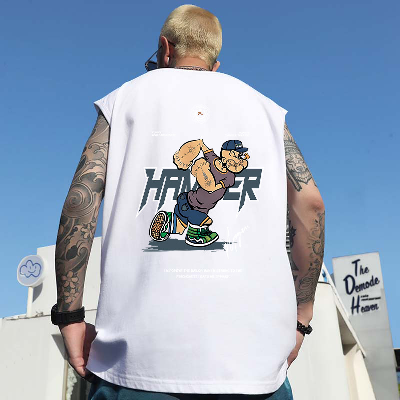 Summer Men's American Streetwear Printed Tank Tops | Loose Casual Athletic Sleeveless Tees