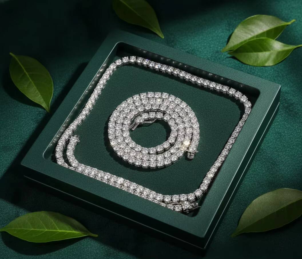 Wholesale Aniva Lab Grown Diamond Tennis Chain Necklace 925 Sterling Silver IGI Certified Brilliant Cut Unisex Trendy E Color