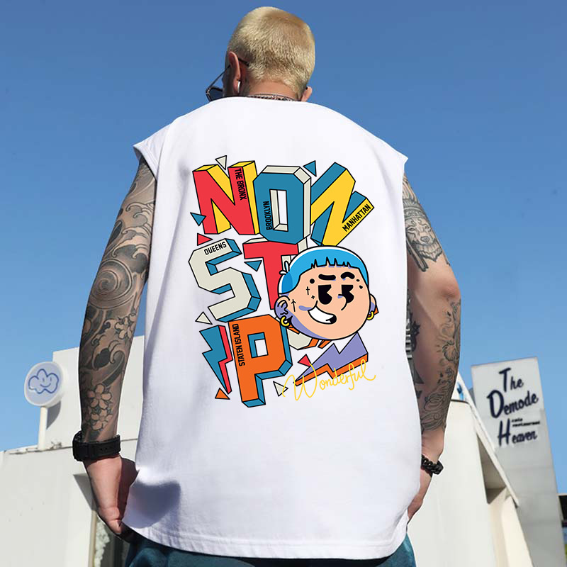 Men's Trendy Printed Tank Tops | Oversized Loose Big & Tall Sleeveless Tees for Running & Training