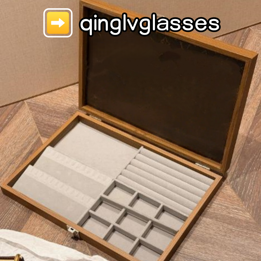 Wooden Jewelry Box Vintage Pattern Storage Organizer for Jewelry Watches Accessories Dustproof Decorative Case