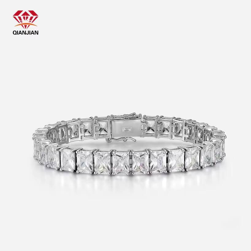 Hip Hop Custom 18K Gold Plated 925 Silver Bangle Lab Diamond VVS Moissanite White Gold Bracelet for Men