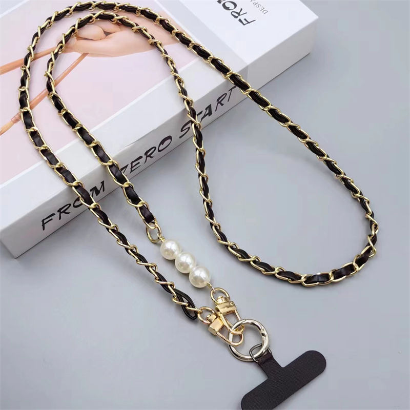 Long crossbody strap with pearls, women's phone case chain, bag strap, new trendy model