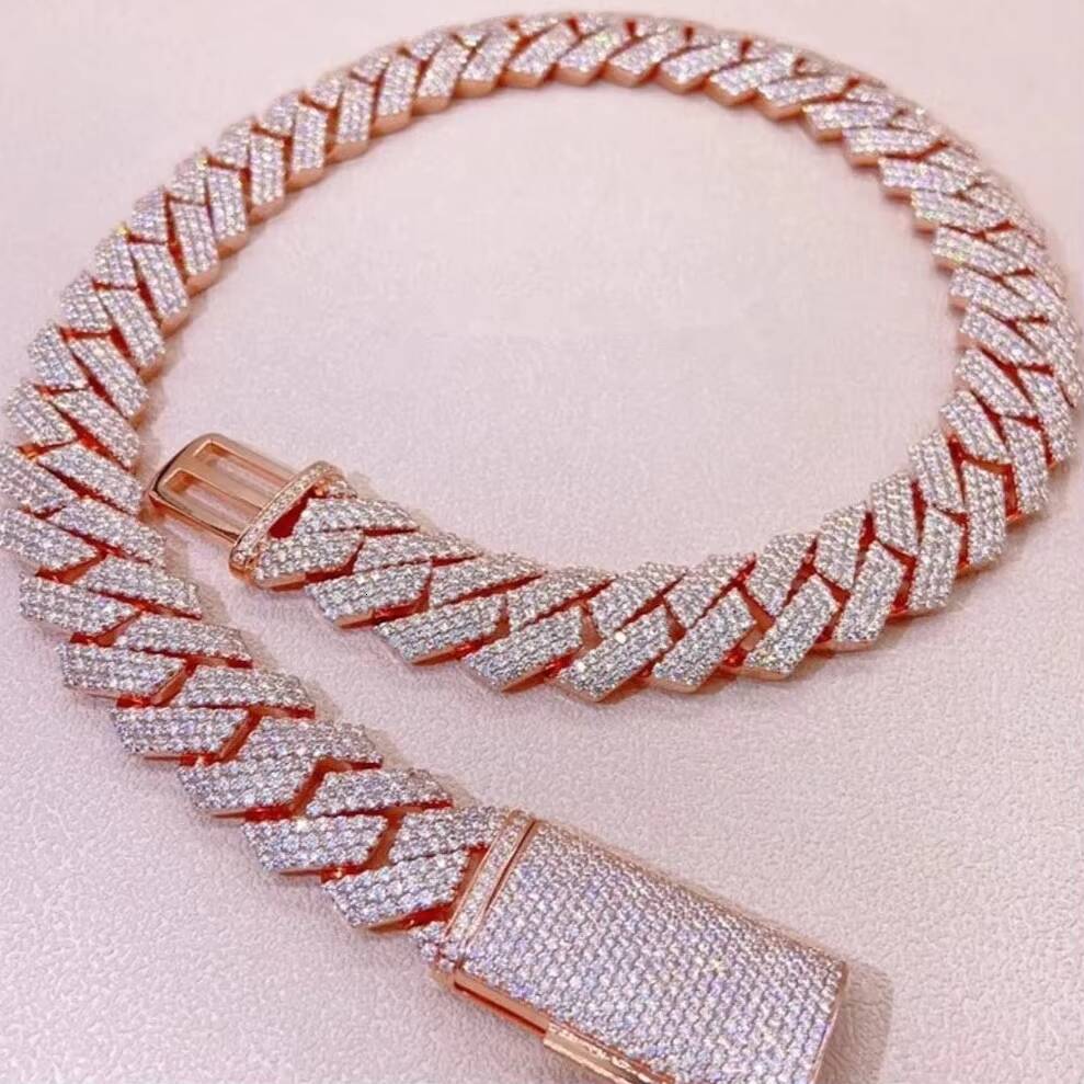 20mm IGI Certified S925 Silver Rose Gold Plated Premium Quality Hip Hop Iced Out Custom VVS Diamond Fine Chains Necklaces Men