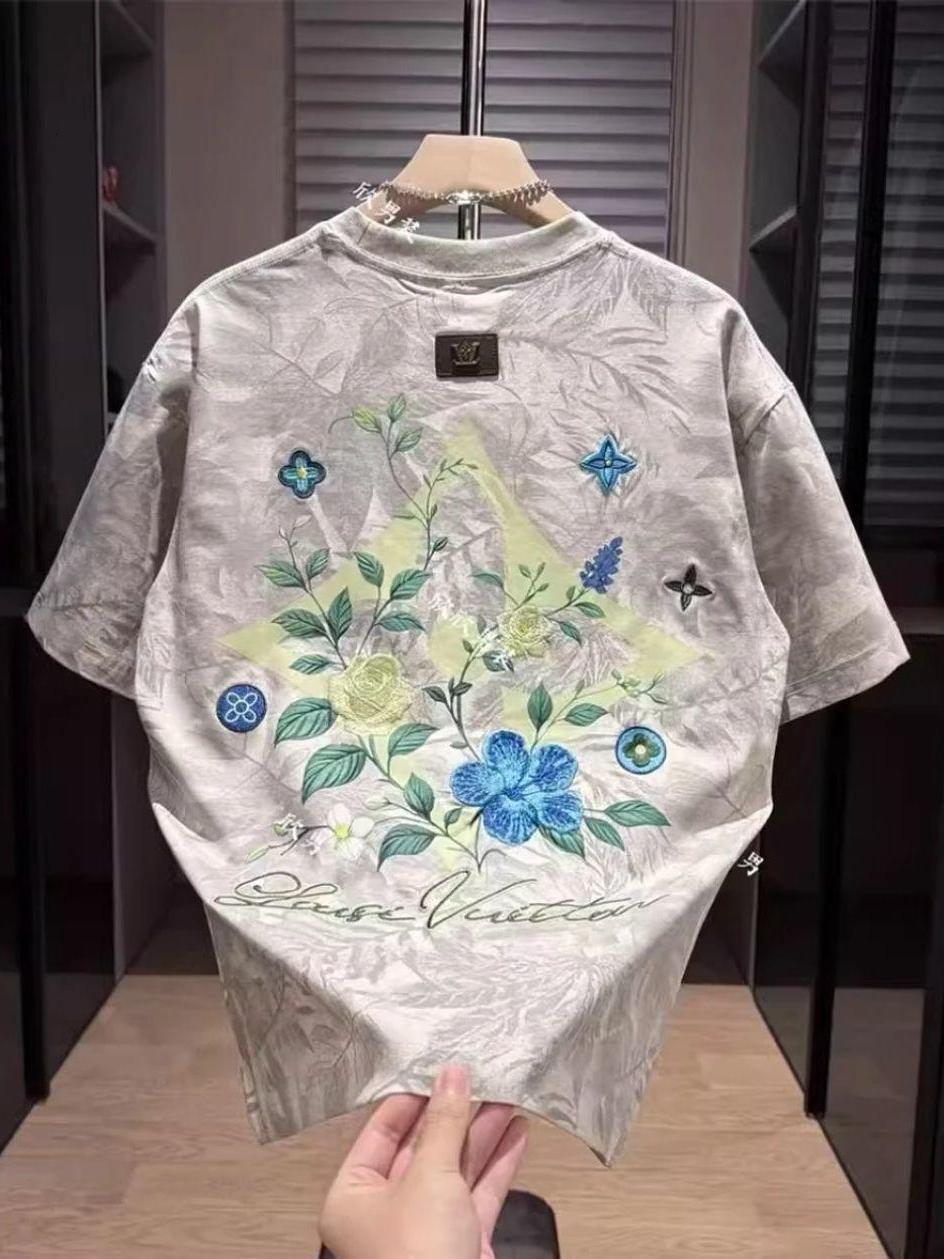 Luxury Brand Designer Clothes 2026 New Short shirt Personality Street Style High Street Hip Hop Letter Embroidery Loose Fit Men's Casual Short Sl