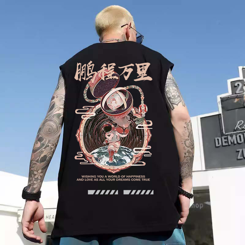 2026 Summer Men's Trendy Edgy Statement Tank Tops | Motorcycle Printed Loose Plus Size Sleeveless Tees