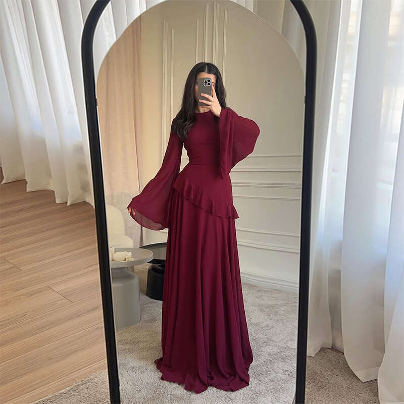 Autumn European and American Amazon Cross Border Trade New Pure Desire Style High End Round Neck Slim Fit Long Sleeve Dress MAKOUFEI