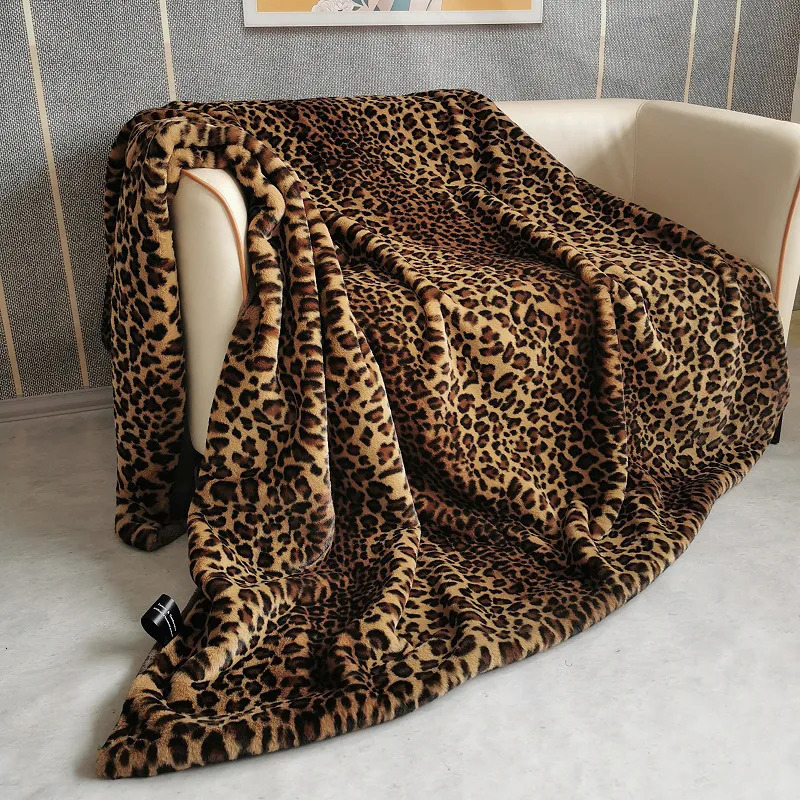 Leopard Polyester Bed Sofa Travel Camping Super Soft Cozy Fluffy Plush Cheetah Print Blanket for All Seasons