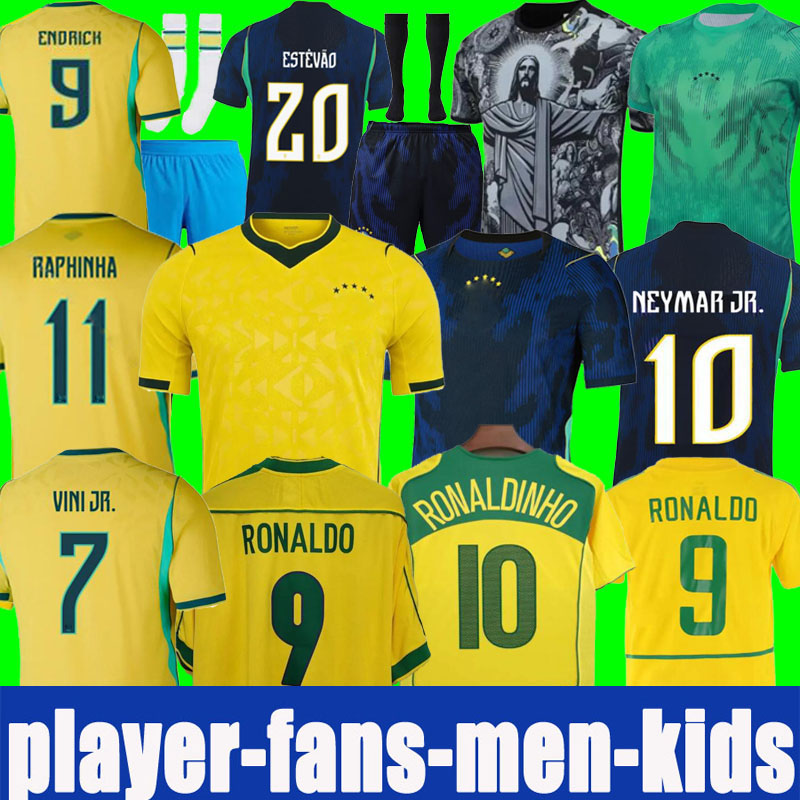 2026 brazil VINI JR soccer jerseys NEYMAR JR RAPHINHA L.PAQUETA men kids footbal kit 1998 2002 2004 retro Romario Ronaldo Ronaldinho PELE 2006 RIVALDO KAKA 2010 shirt