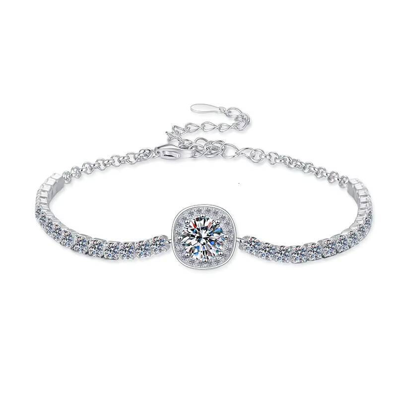 Husky Fine Jewelry Maker Fashion Custom Luxury Crystal 2Ct VVs1 Diamond Moissanite S925 Sterling Silver Bracelet Dangle