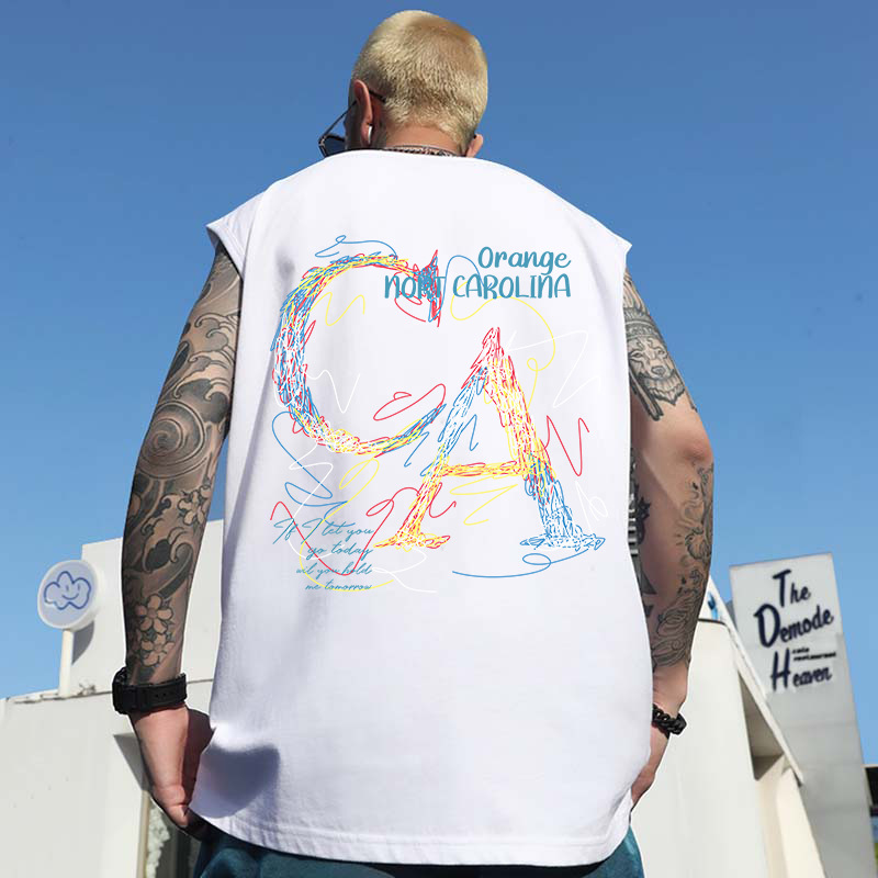2026 Summer Men's INS American Trendy Ethnic Print Tank Tops | Oversized Loose Gym Sleeveless Tees