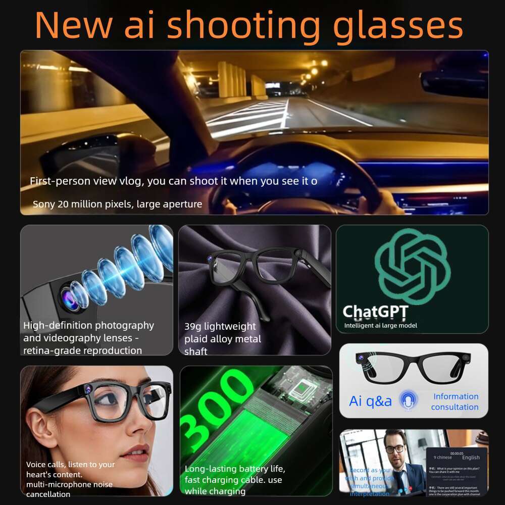 Famous Brand Video Voice Interaction Simultaneous Translation Conference Recording Smartglasses AI Smart Glasses Wearable Devices CKS