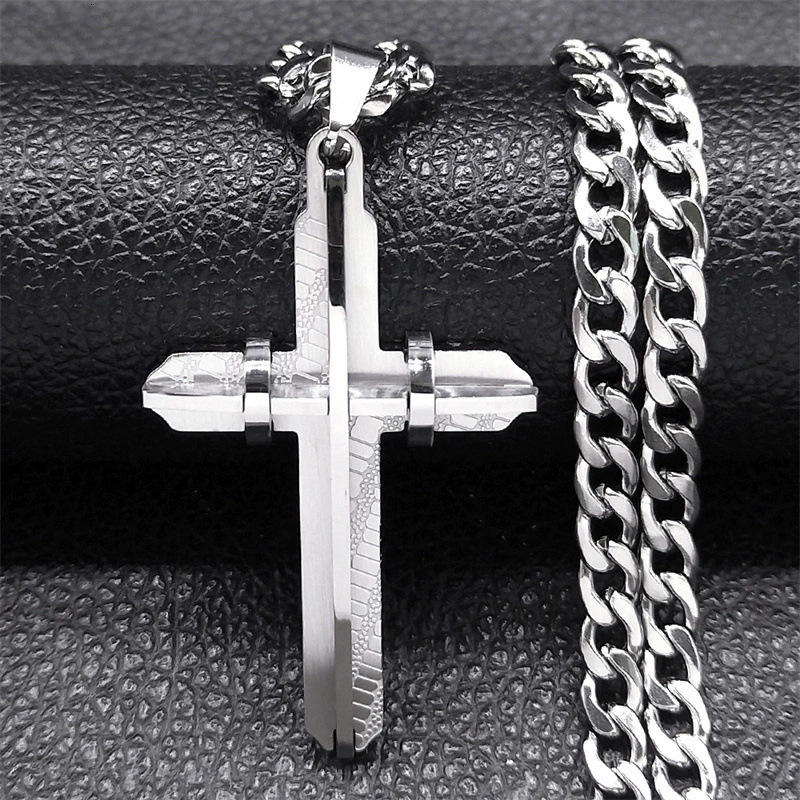 luxurious brand designer stainless steel cross necklace for men personalized geometric threedimensional pendant for hiphop accessories