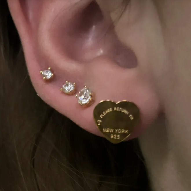 316L Stainless Steel high mirror small heart letter stud Earring 18k rose Gold Silver studs Earrings Women men Wedding Party love Jewelry never fade