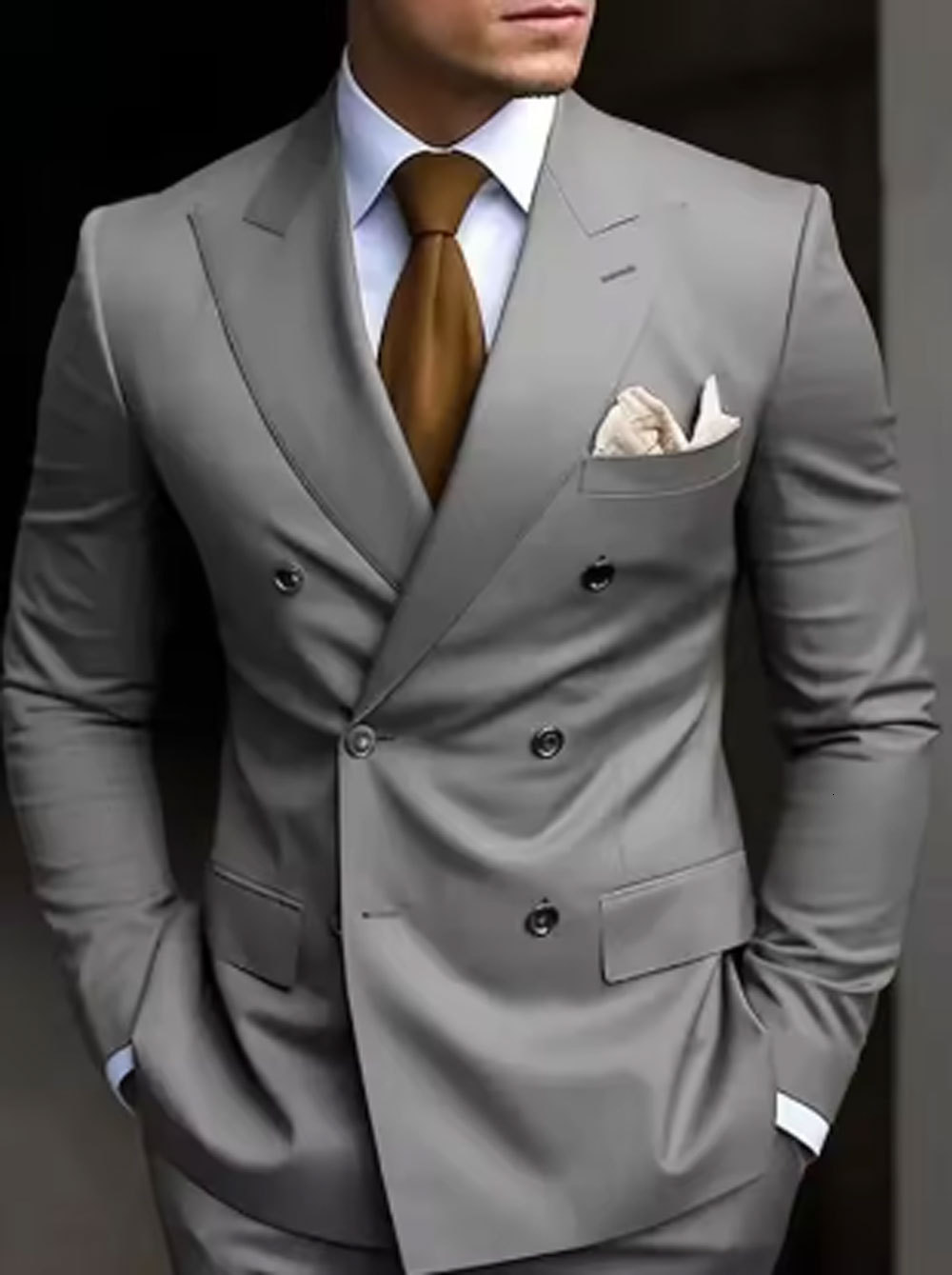 Mens Suit Two-Piece Set Korean Style Slim Fit Business Groomsmen Casual Suit240828