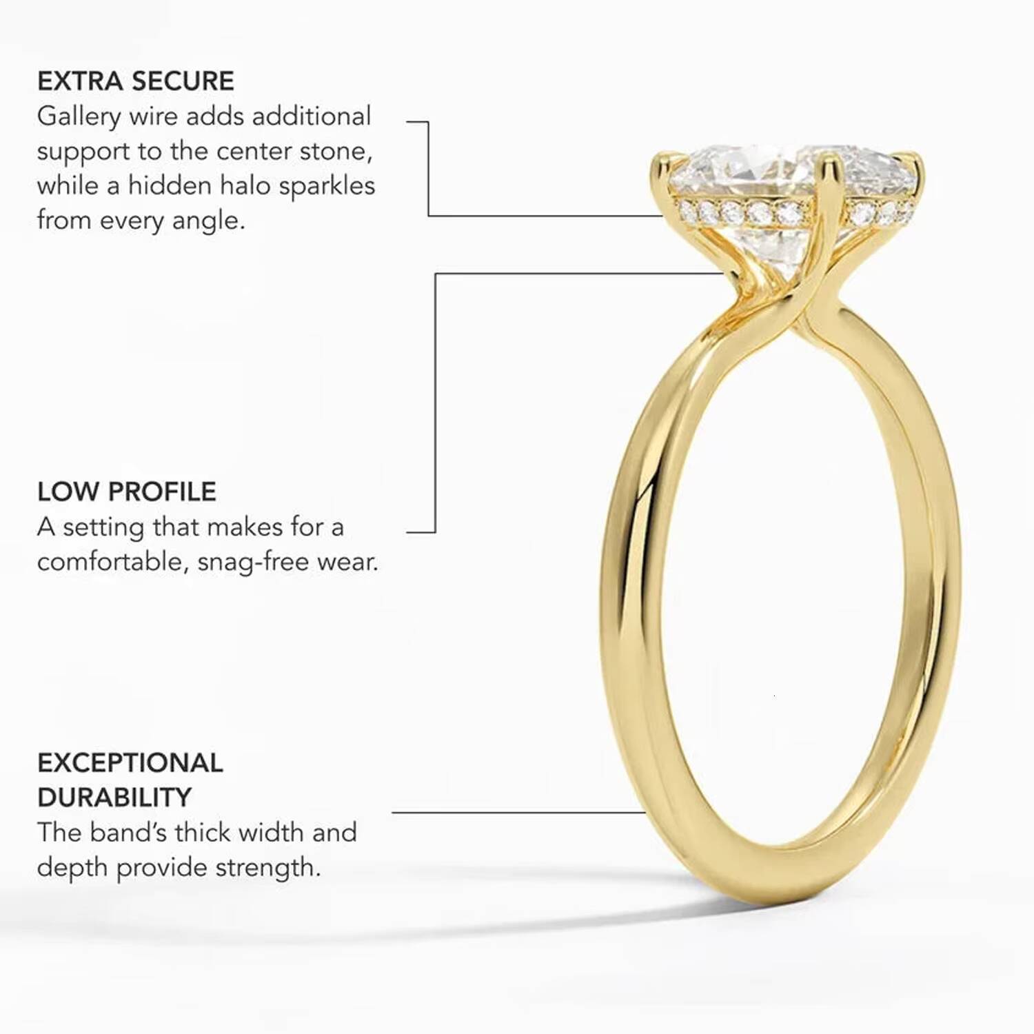 Luxeora Custom Luxury Diamond Jewelry Claw Prong Yellow Solid Gold 18K Engagement Ring IGI Oval Cut Lab Grown Diamond Women Ring