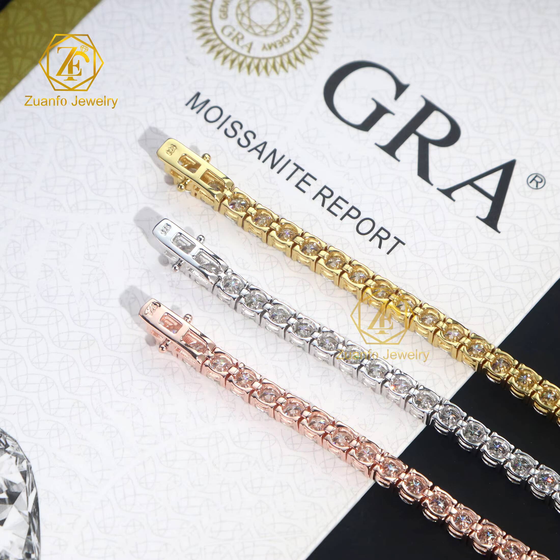 Sparkling Moissanite 925 Sterling Silver Tennis Bracelet High Quality Hip Hop Jewelry Diamond Bracelet