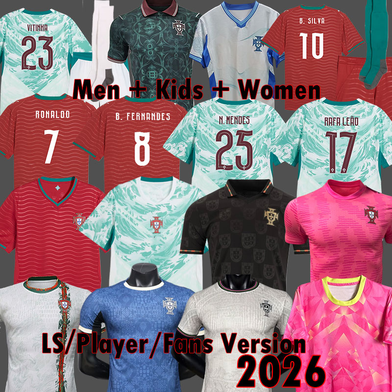 2026 RONALDO Portugal jersey 26 27 JOAO FELIX Soccer Jerseys Portuguese football shirt BERNARDO BRUNO FERNANDES camisa futebol men women kits kids equipment 3XL 4XL