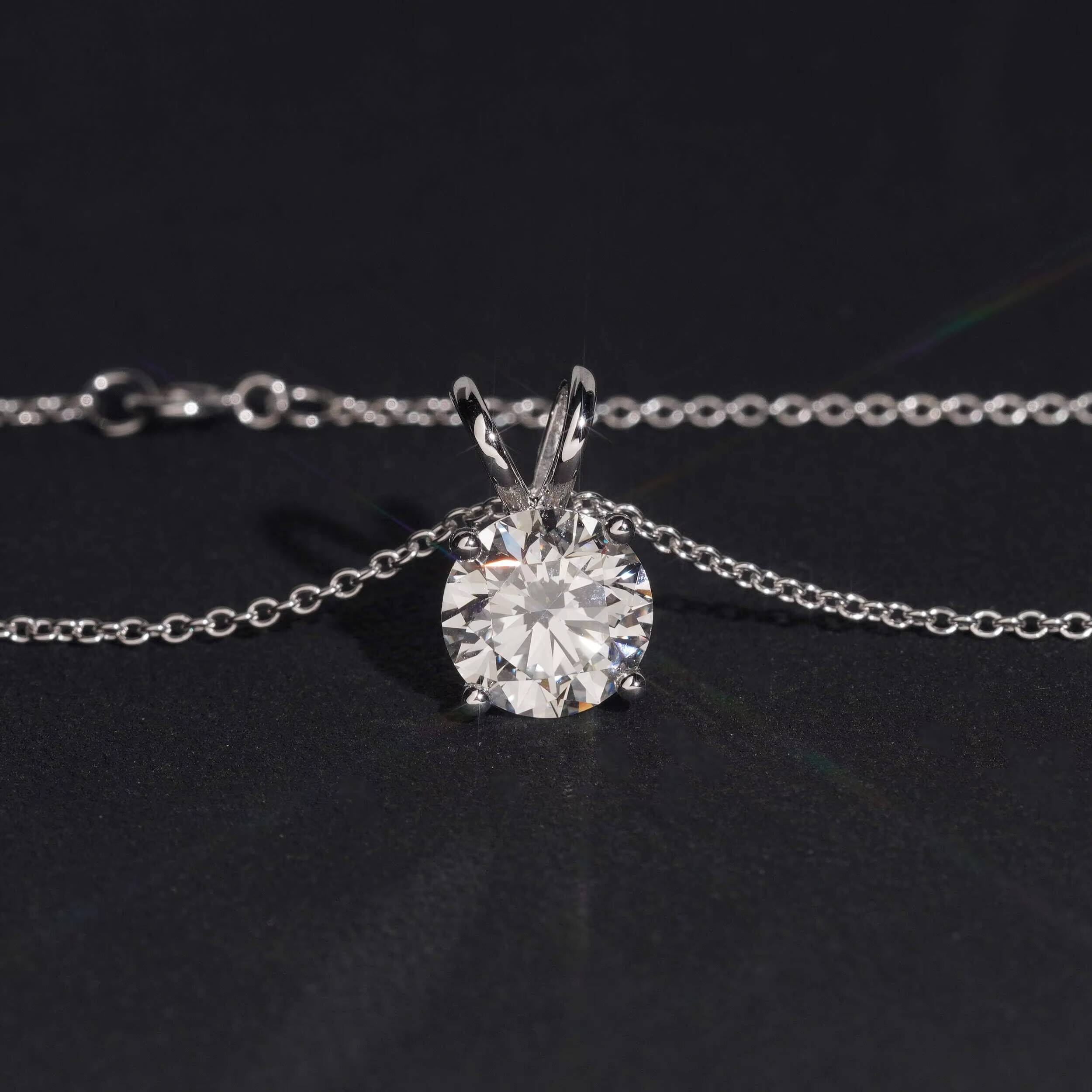 IGI Certificated 14K White Gold DEF Color VVS1 Oval Cut 3CT Lab Grown Diamond Solitaire Necklace