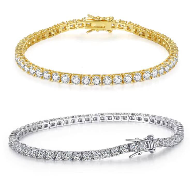 Iced Fine Hip Hop White Gold Plated Luxury S925 Sterling Silver VVS Moissanite Diamond Women Tennis Bracelet