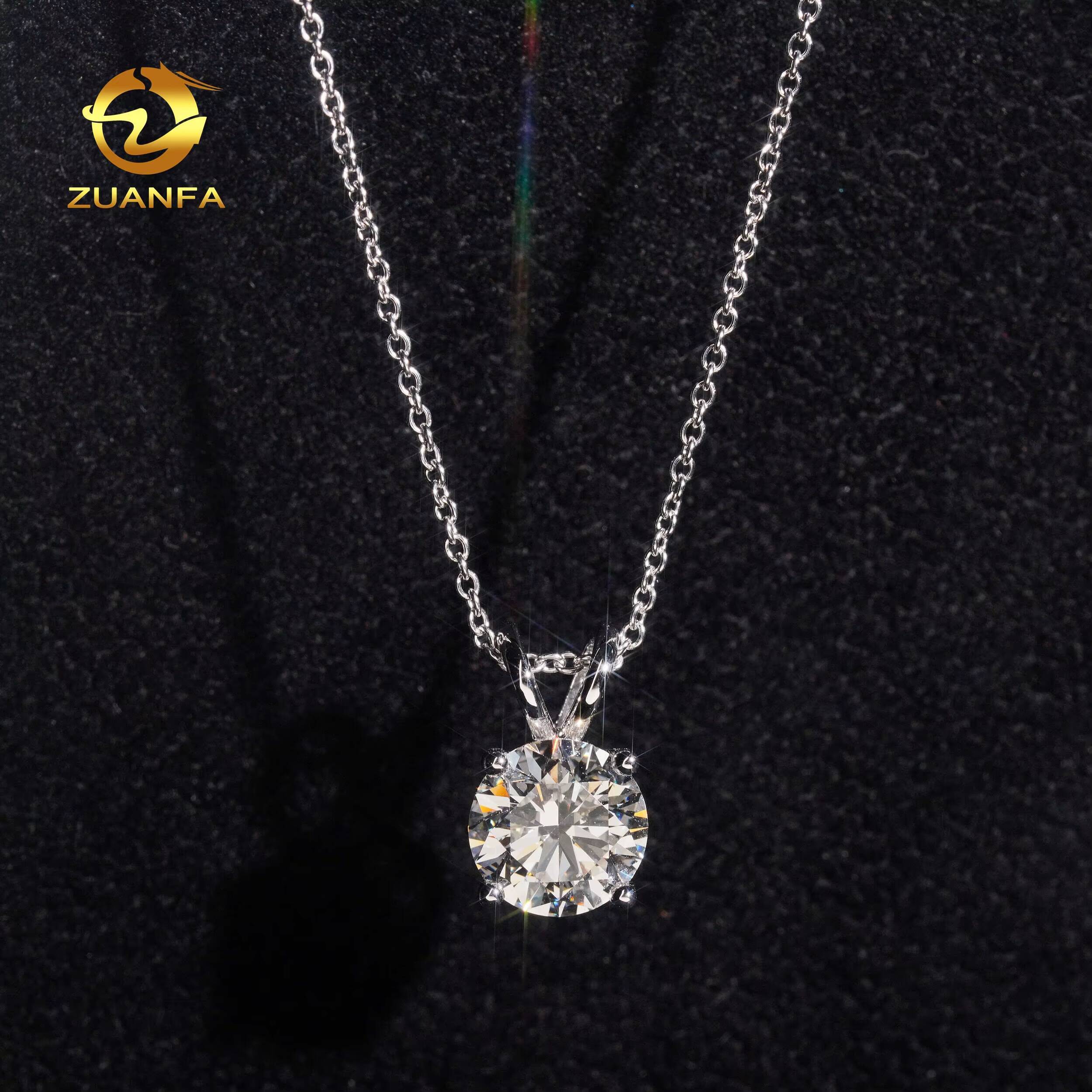 IGI Certificated 14K White Gold DEF Color VVS1 Oval Cut 3CT Lab Grown Diamond Solitaire Necklace