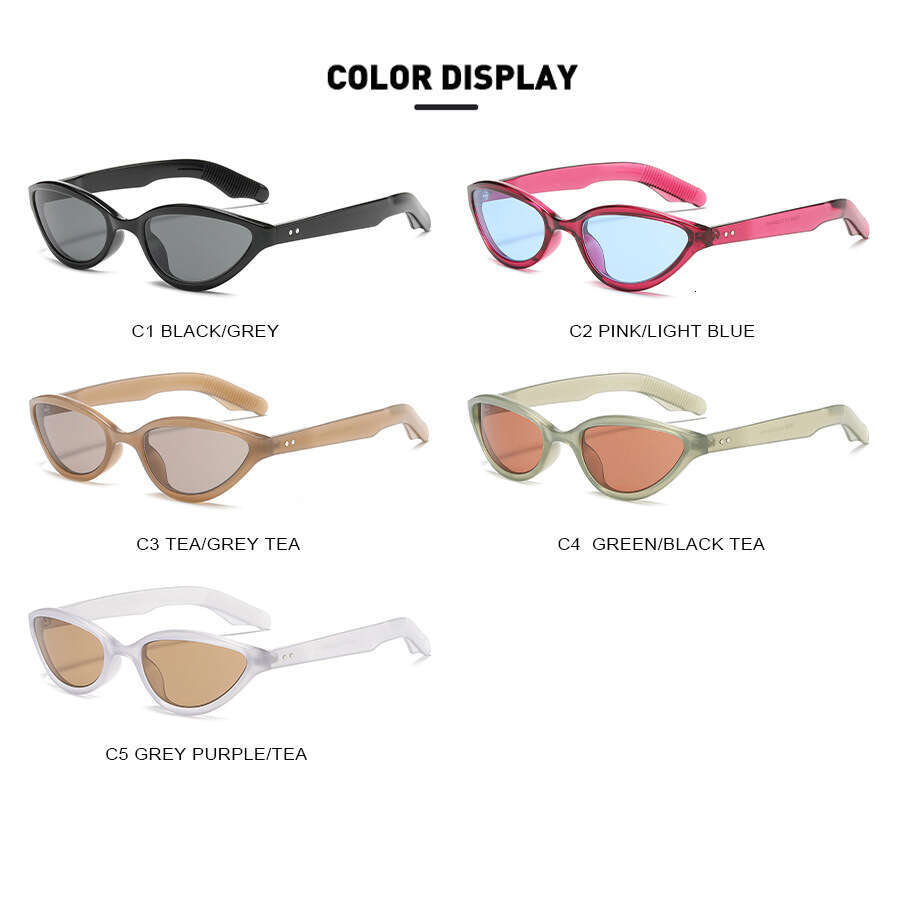 New Simple Cat-Eye Sunglasses Retro Street Style INS Fashion Sun Protection Glasses Chunjinqiuli