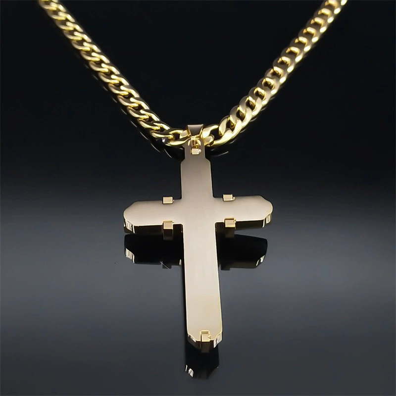 luxurious brand designer stainless steel cross necklace for men personalized geometric threedimensional pendant for hiphop accessories