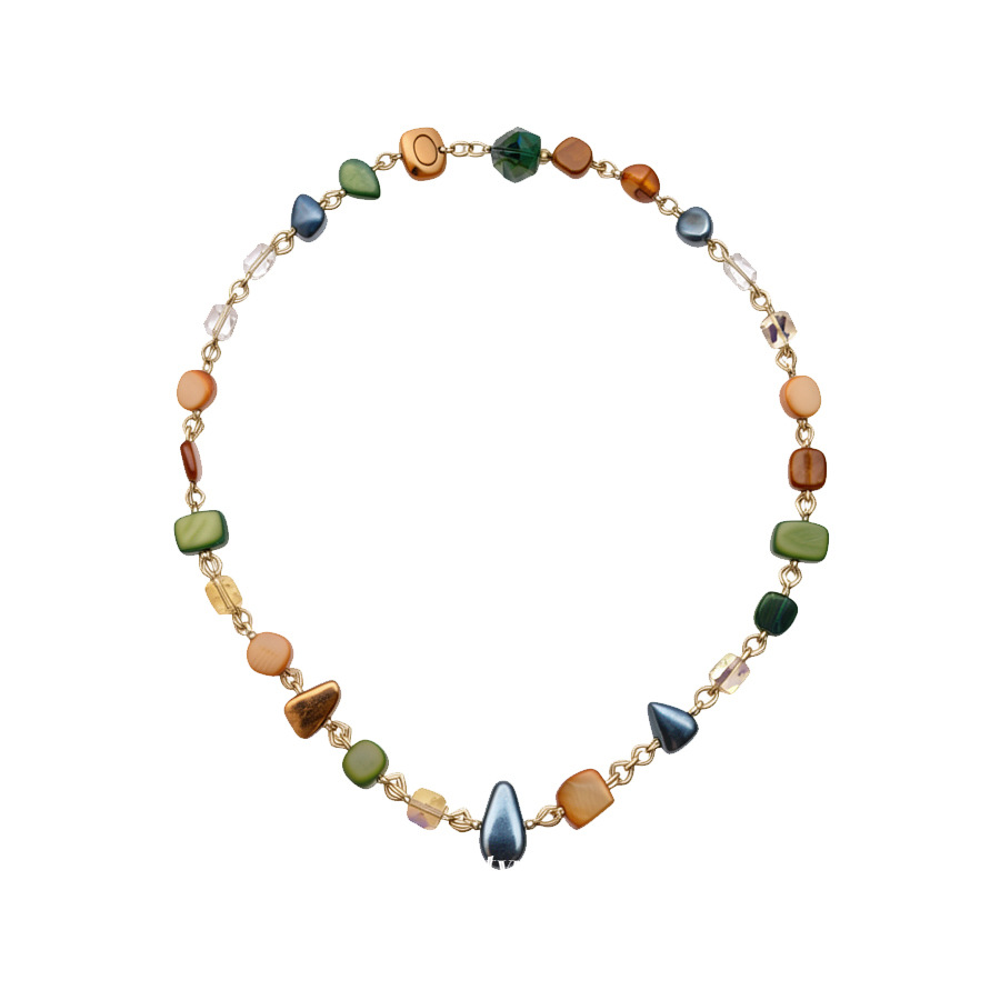Bohemian green natural shell necklace with unique design, vintage layered collarbone chain, a fresh summer accessory - view 9