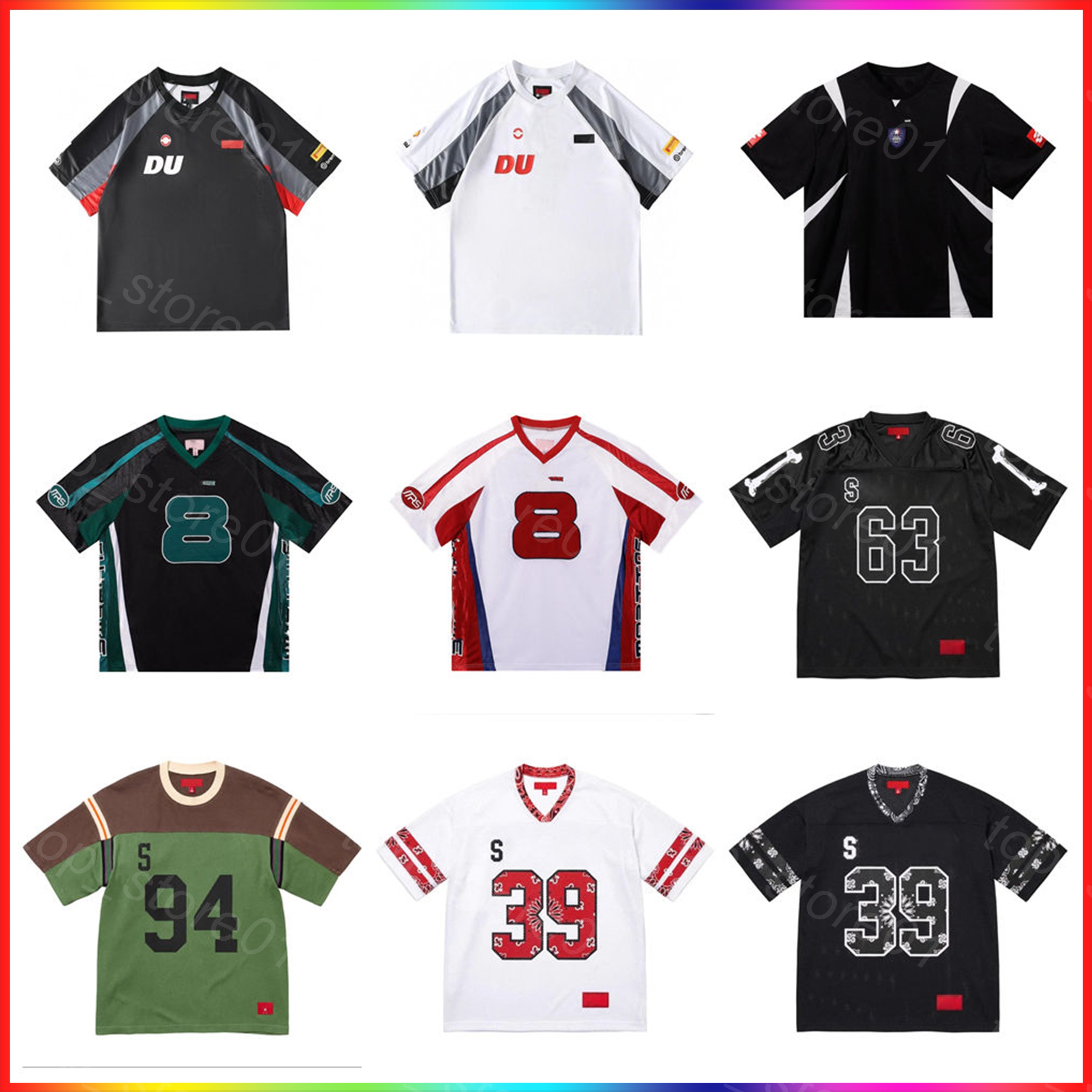 5A 2026 Designer Men's T Shirt Short Sleeve Jersey Embroidery Mesh T Shirts Vintage Hip Hop Embroidered graphic tee Casual Loose Sports Jerseys Summer Men Streetwear
