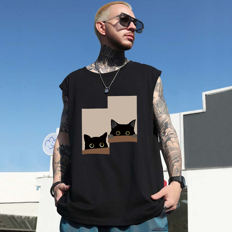 Summer Men's American Style Tank Tops | Loose Edgy Cotton Athletic Streetwear INS Plus Size Printed Couple Sleeveless Tees