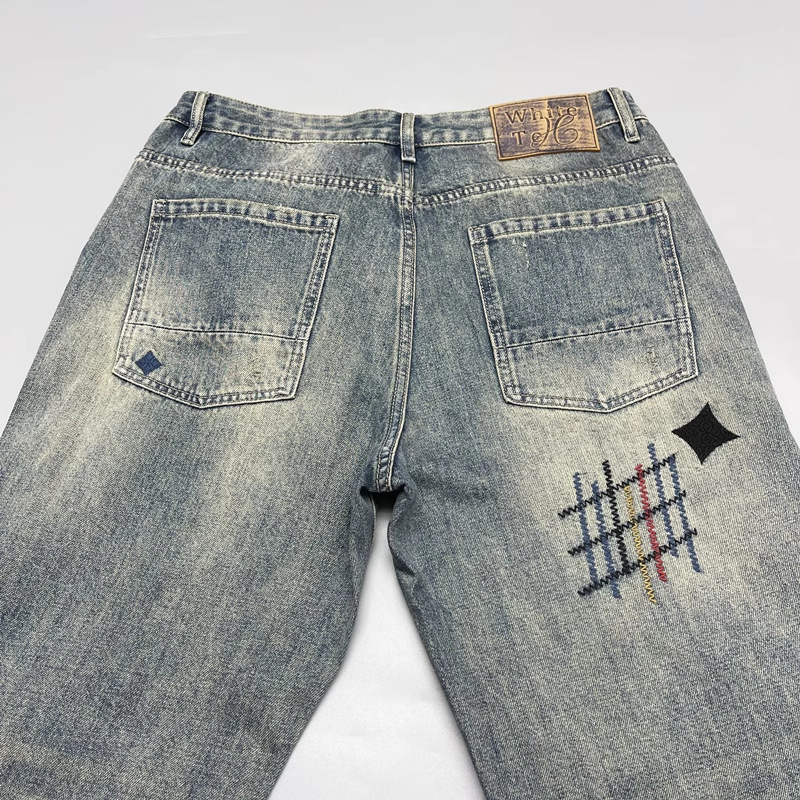The New Washed Trendy Men's Jeans For The 2026 Designer Luxury Brand Men's Suit Are Fashionable Patch High-end Embroidered Printed Loose Tap