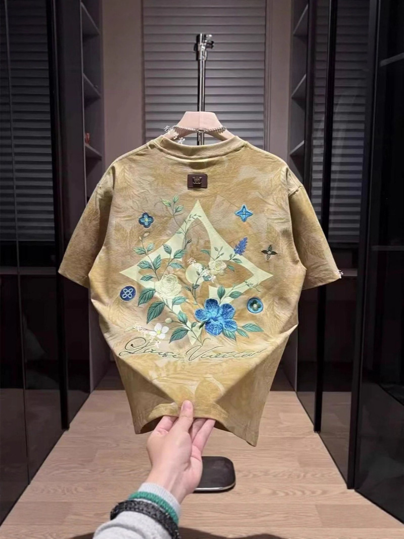Luxury Brand Designer Clothes 2026 New Short shirt Personality Street Style High Street Hip Hop Letter Embroidery Loose Fit Men's Casual Short Sl