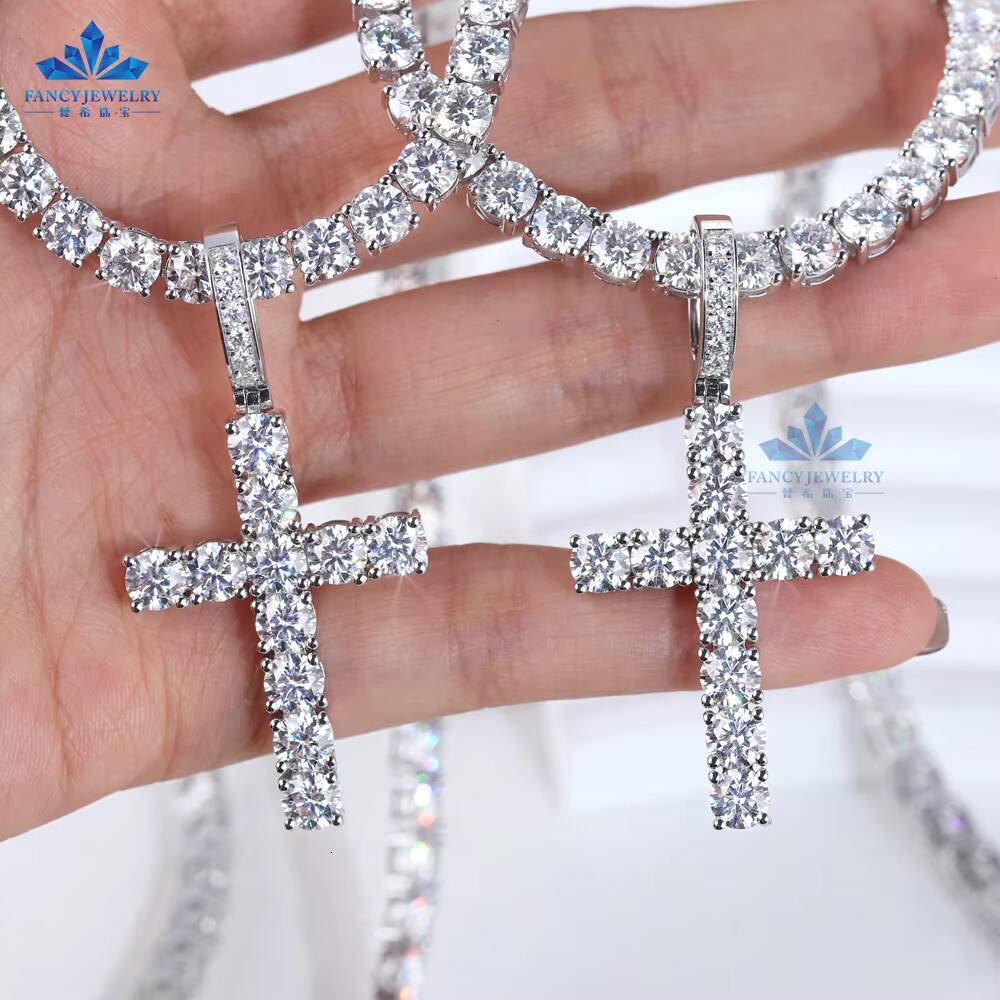 New Trend Unisex 925 Sterling Silver IGI Diamond Necklace Pendants VS1 Lab Grown Cross Classic Hip Hop Style Engagement Gift