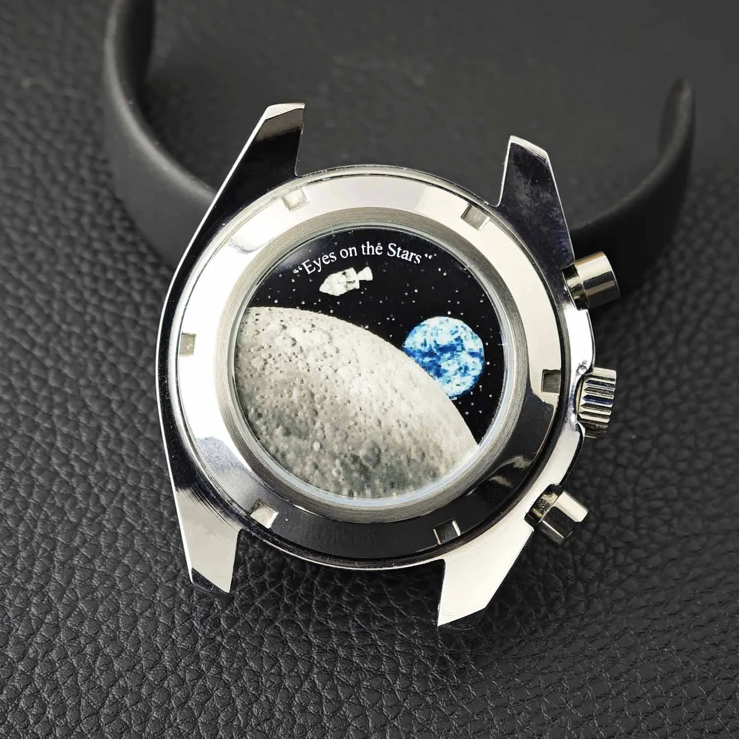 397mm Mens stainless steel case Moon back cover shell fits VK63 movement watch accessories fit 20mm strap function 260413