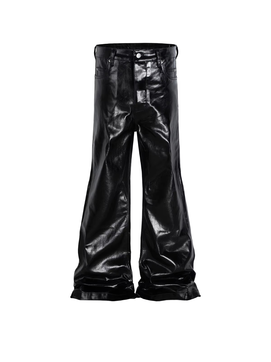 MIJKO Coated Glossy Patent Leather Flared Jeans ZJ008
